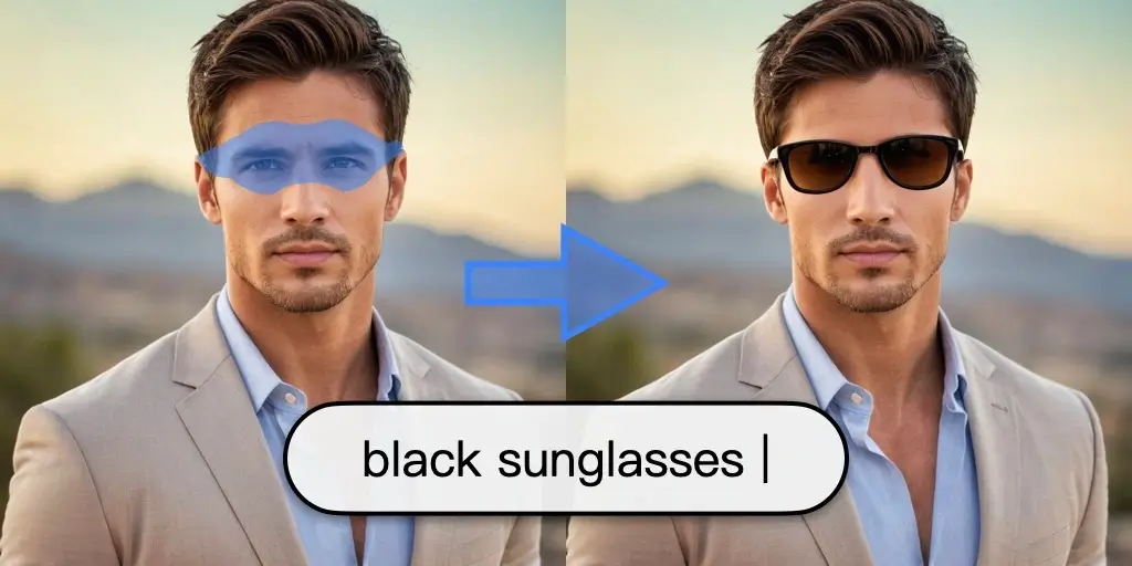 Replace facial features with AI inpainting